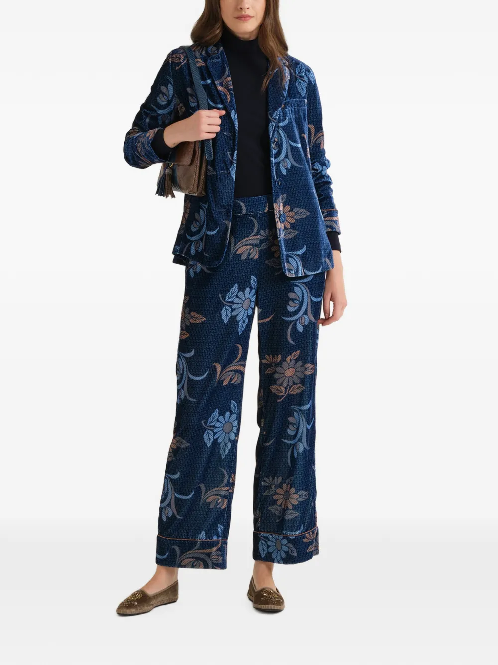 MALIPARMI Cropped broek met bloemenpatroon Blauw