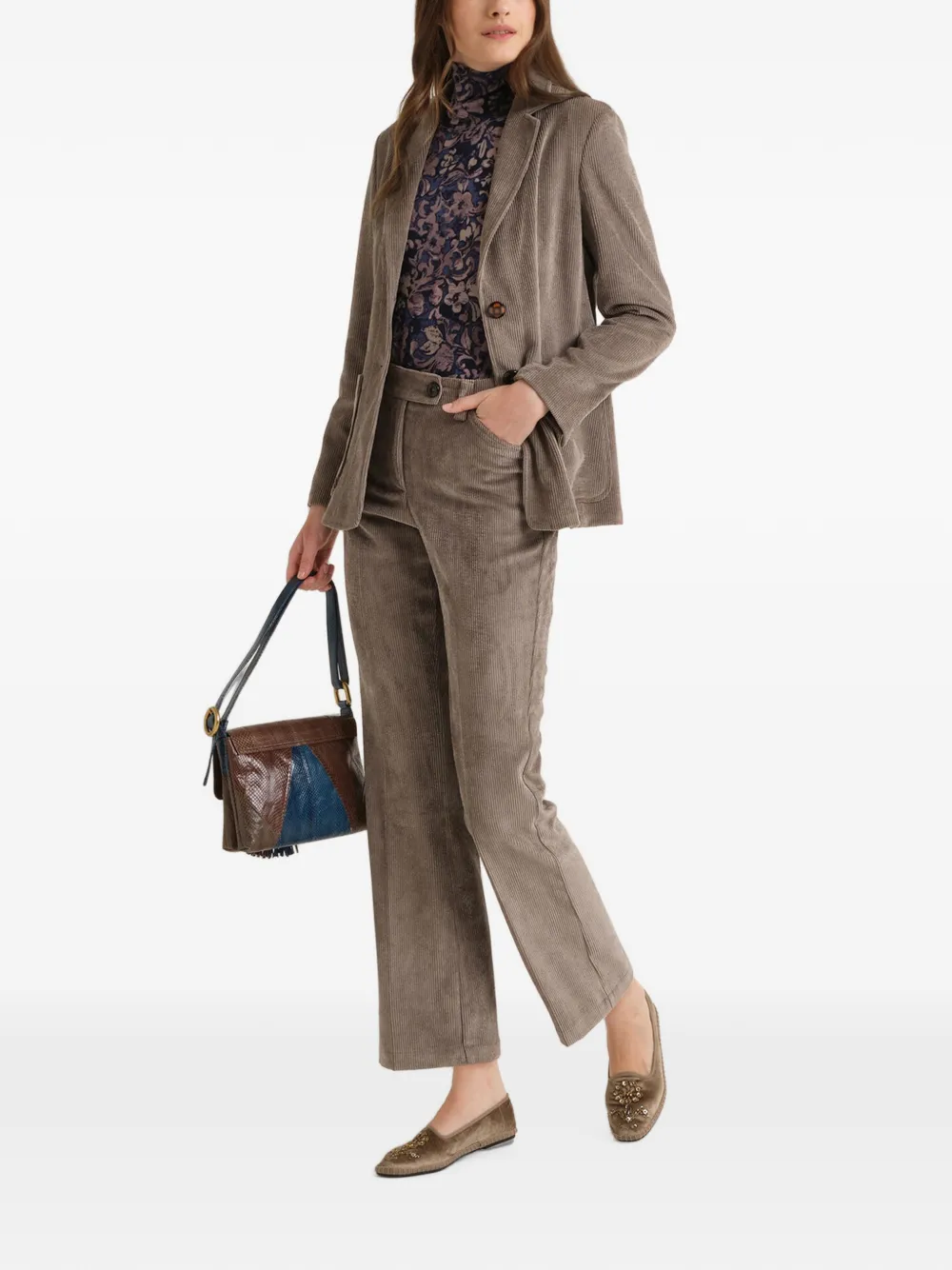 MALIPARMI Ribfluwelen cropped broek Grijs
