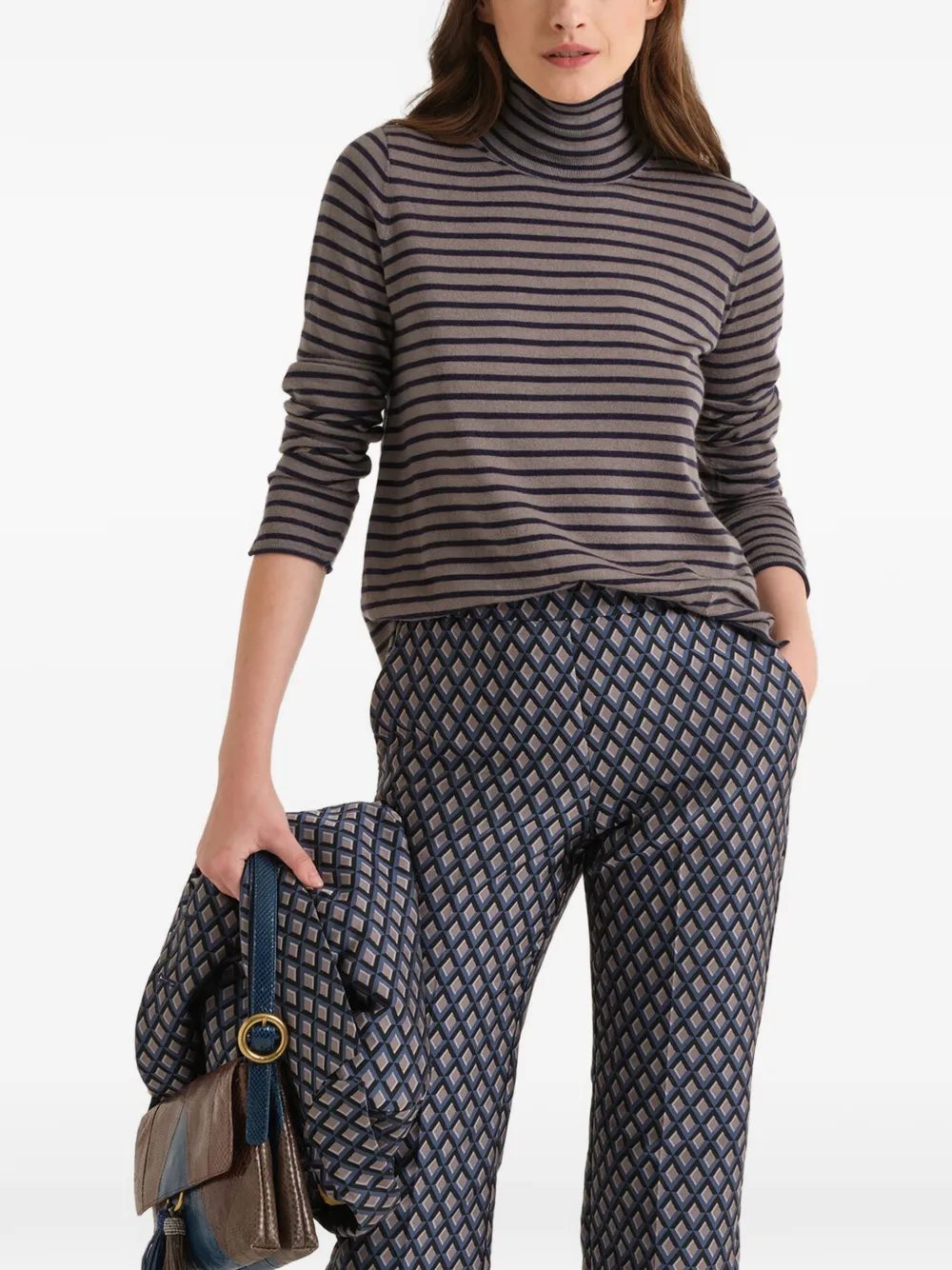 MALIPARMI striped roll-neck sweater Beige