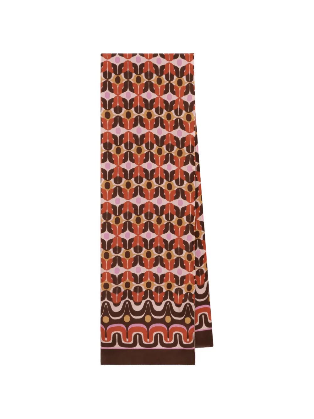 MALIPARMI Foulard in seta con stampa geometrica - Marrone