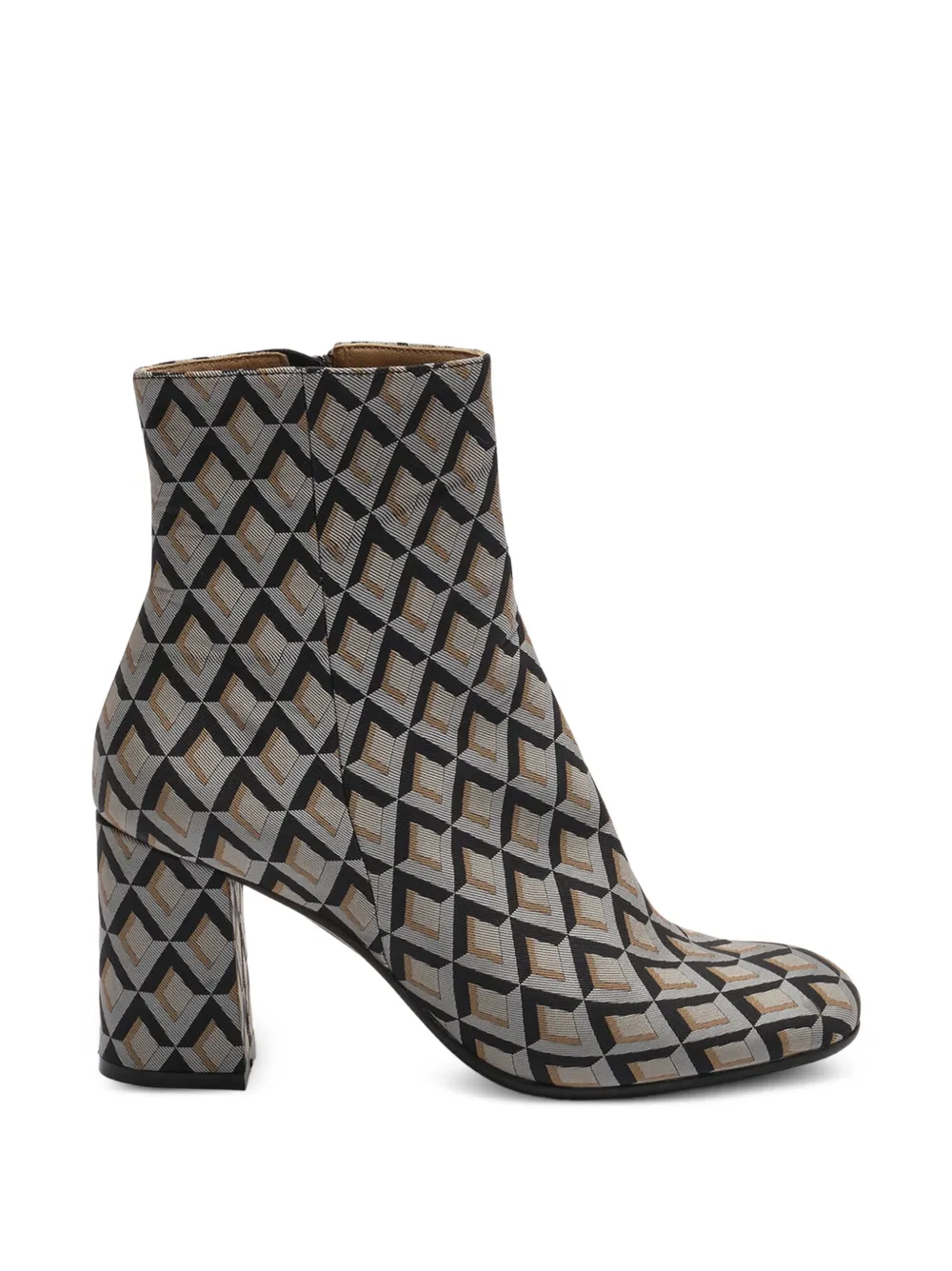 Maliparmi Geometric Jacquard Ankle Boots In Gray