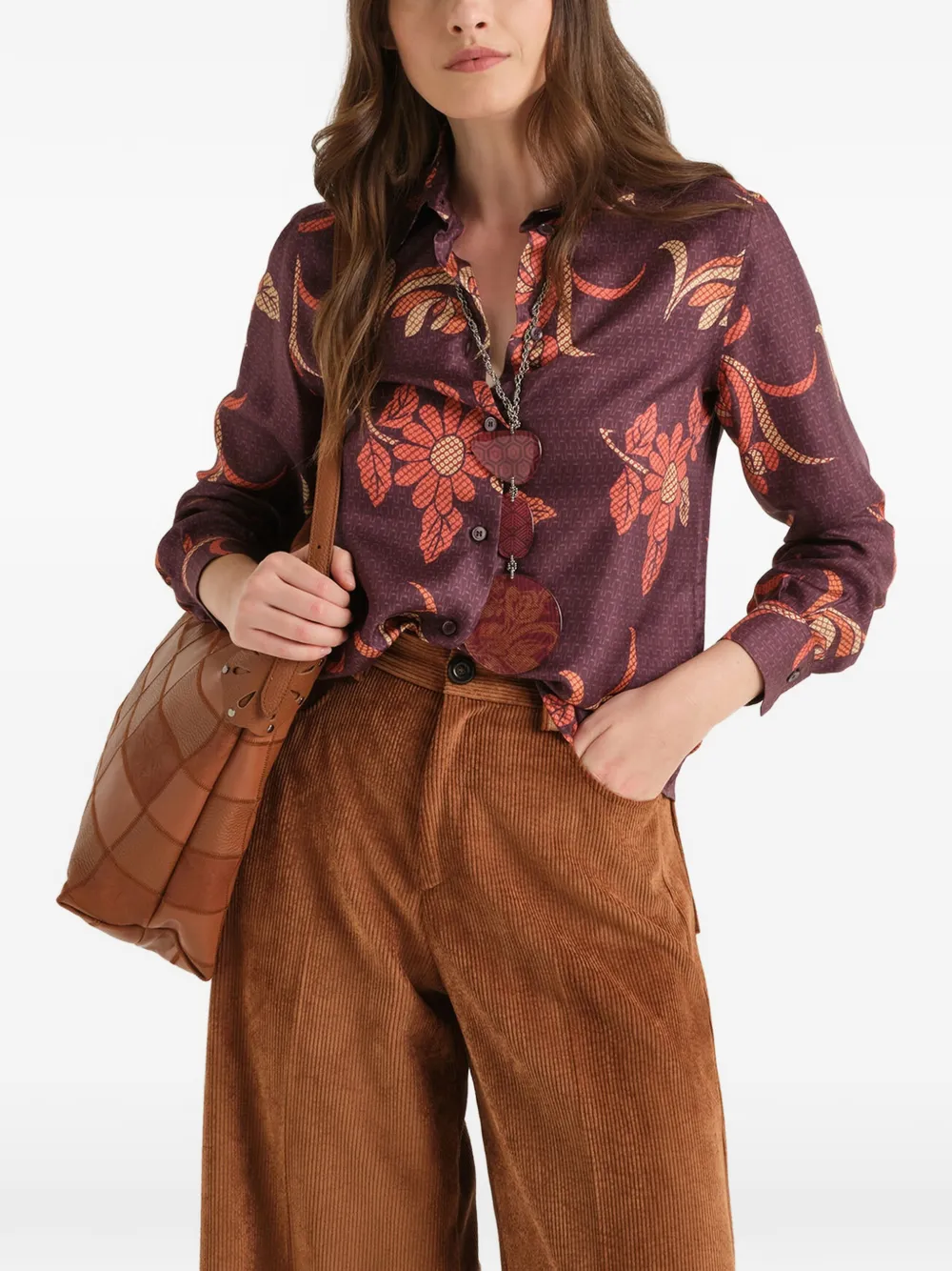 MALIPARMI floral-print silk shirt