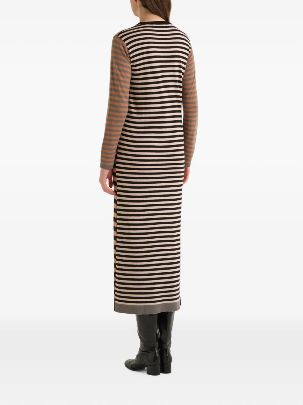 MALIPARMI Rhythm Block intarsia-knit long-sleeved maxi dress Bruin