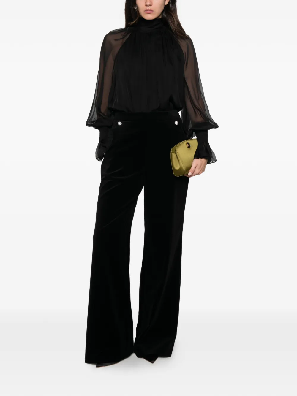 Temperley London Quintette blouse met gesmockte manchetten Zwart