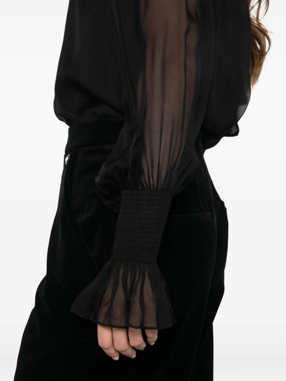 Temperley London Quintette blouse met gesmockte manchetten Zwart
