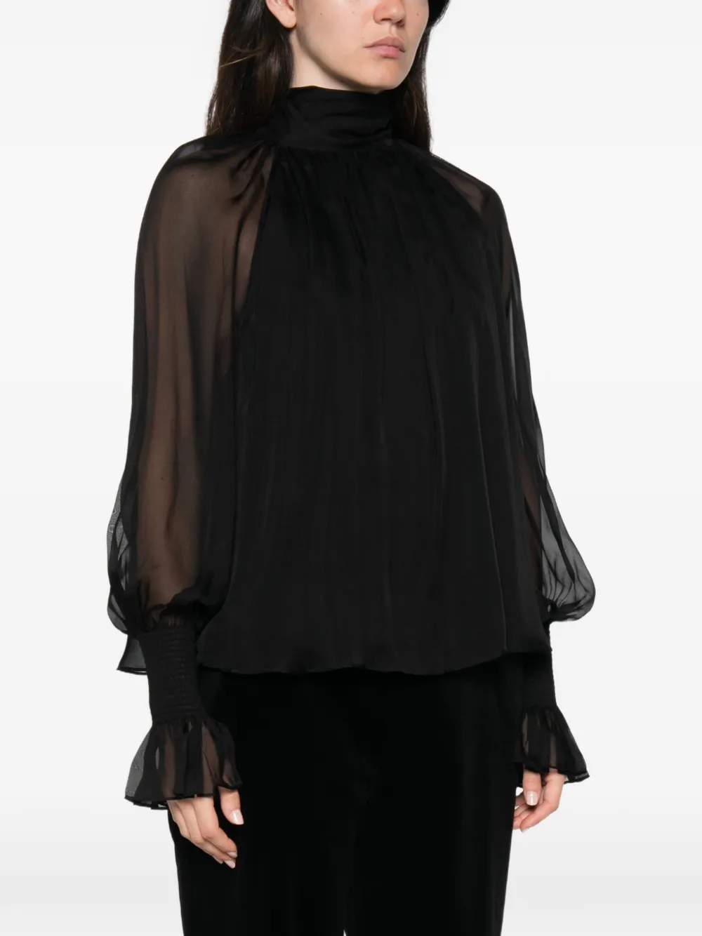 Temperley London Quintette blouse met gesmockte manchetten Zwart