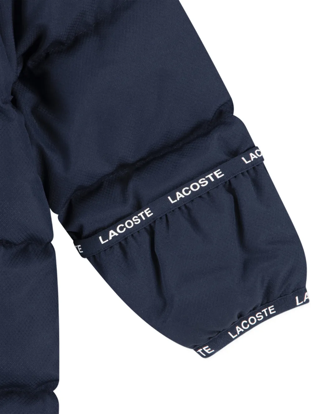 Lacoste Kids logo-tape quilted snowsuit Blauw