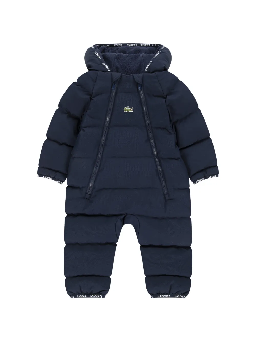 Lacoste Kids logo-tape quilted snowsuit Blauw