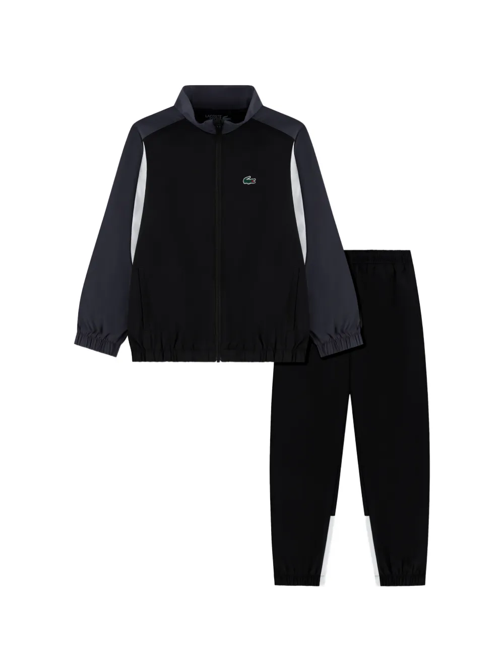 Lacoste Kids logo-patch colour-block tracksuit Zwart