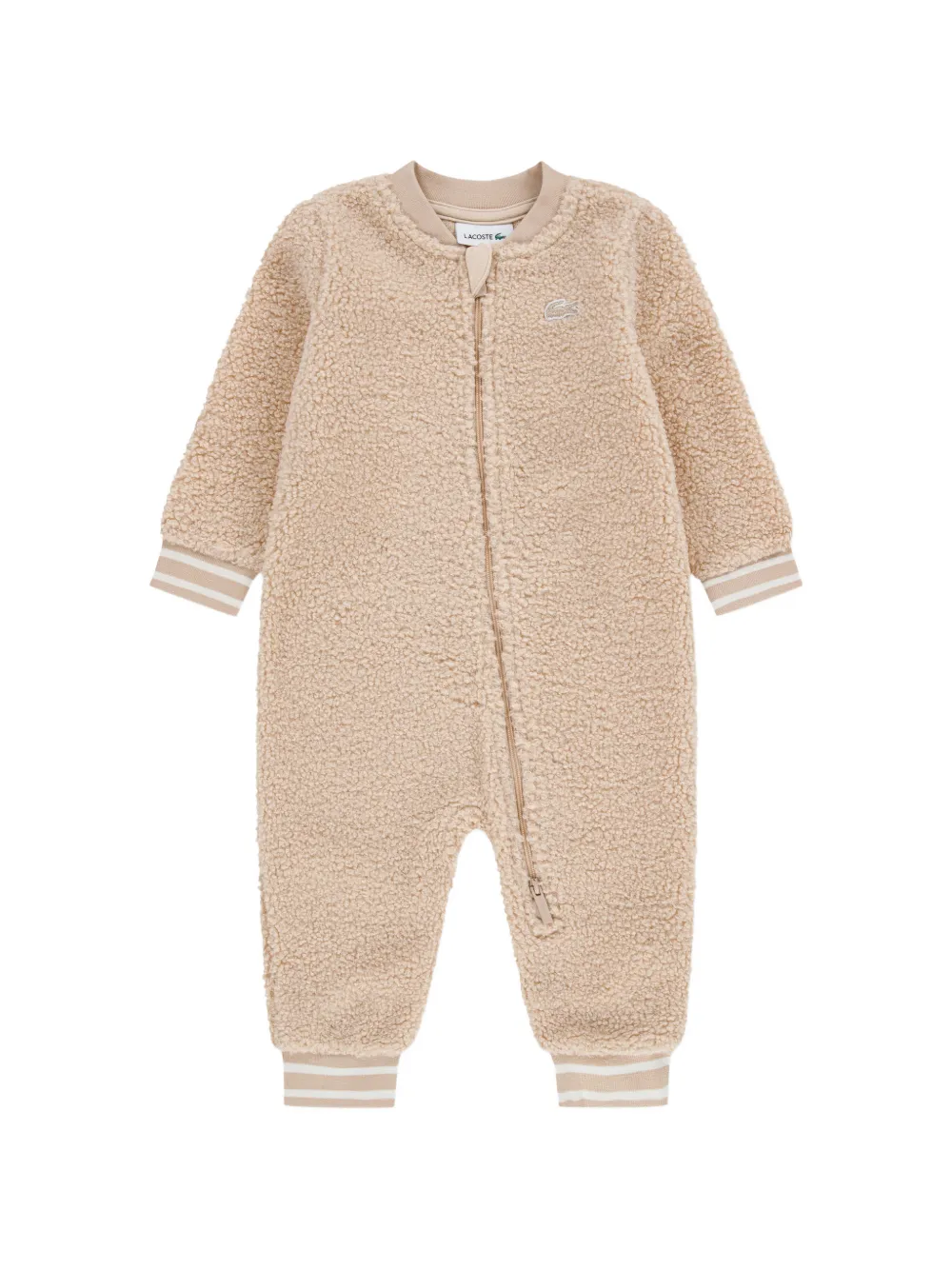 Lacoste Kids Jumpsuit met fleecetextuur en logo-patch Beige