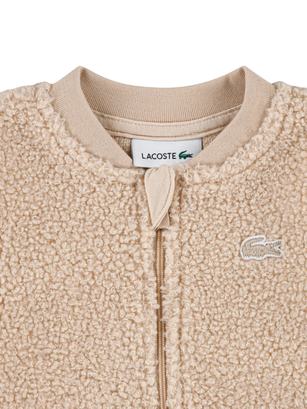 Lacoste Kids Jumpsuit met fleecetextuur en logo-patch Beige