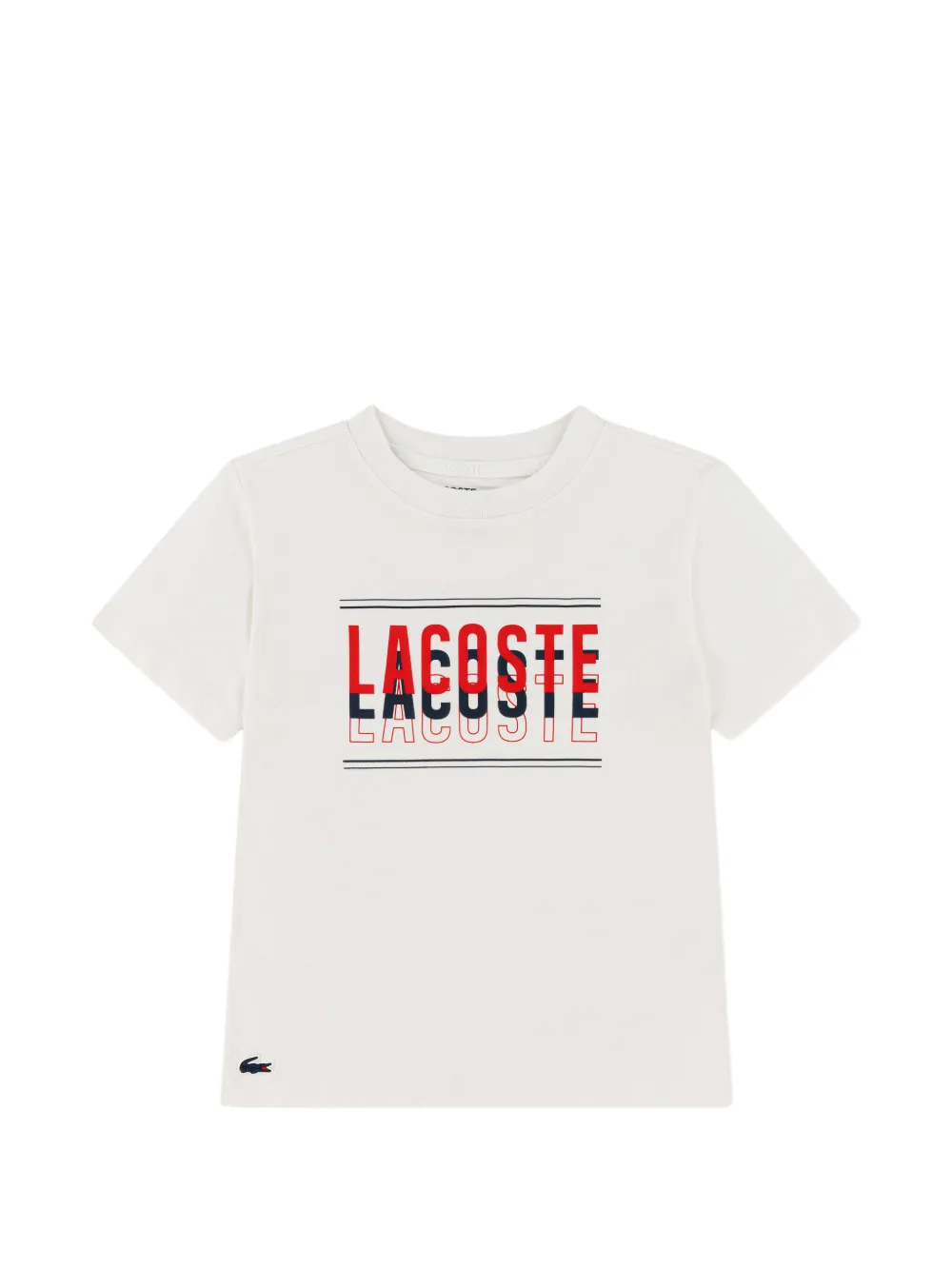 Lacoste Kids Katoenen T-shirt met logoprint Beige