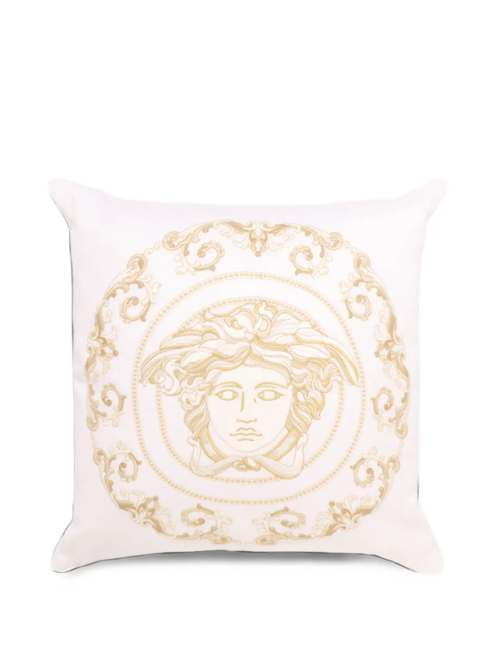 Versace Home Medusa '95 Baroque-embroidered Cushion In 화이트