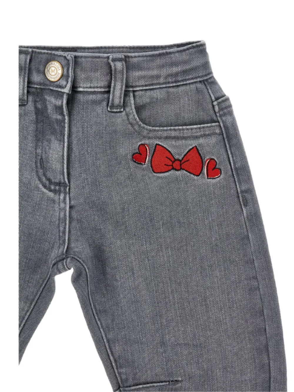 Monnalisa bow-embroidered jeans Grijs