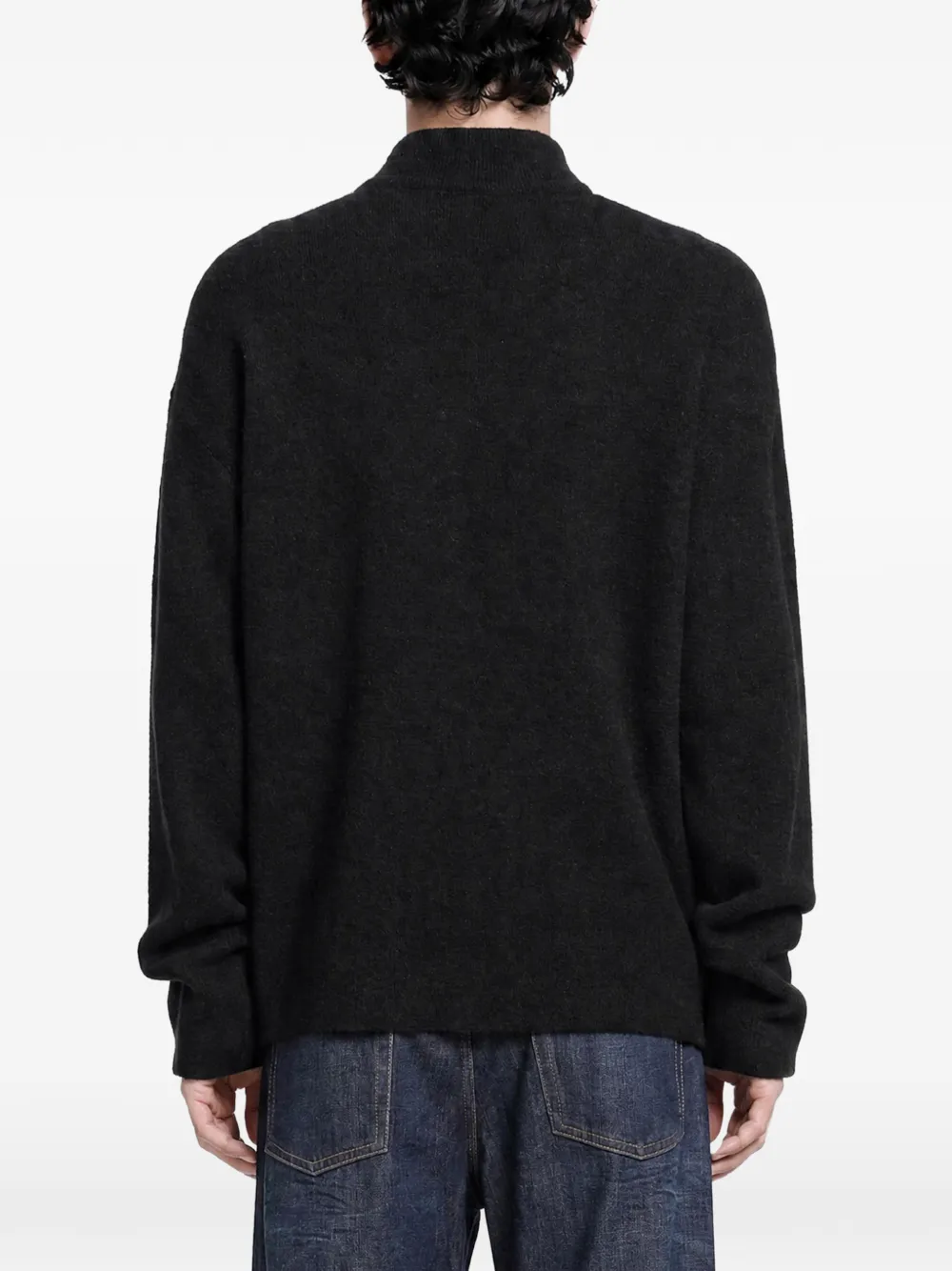 Giorgio Armani button-fastening high-neck cardigan Zwart
