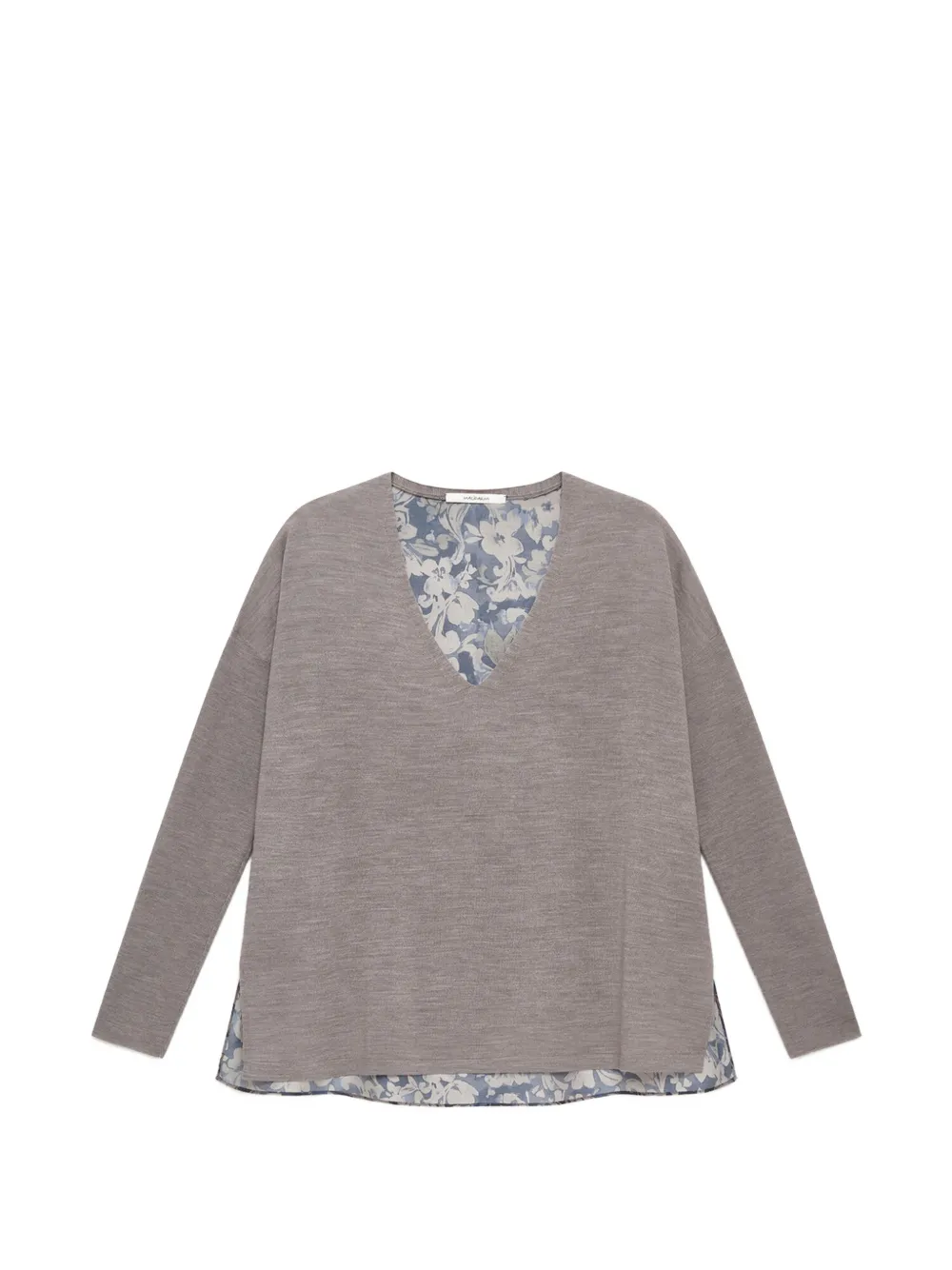 MALIPARMI floral-panel V-neck sweater