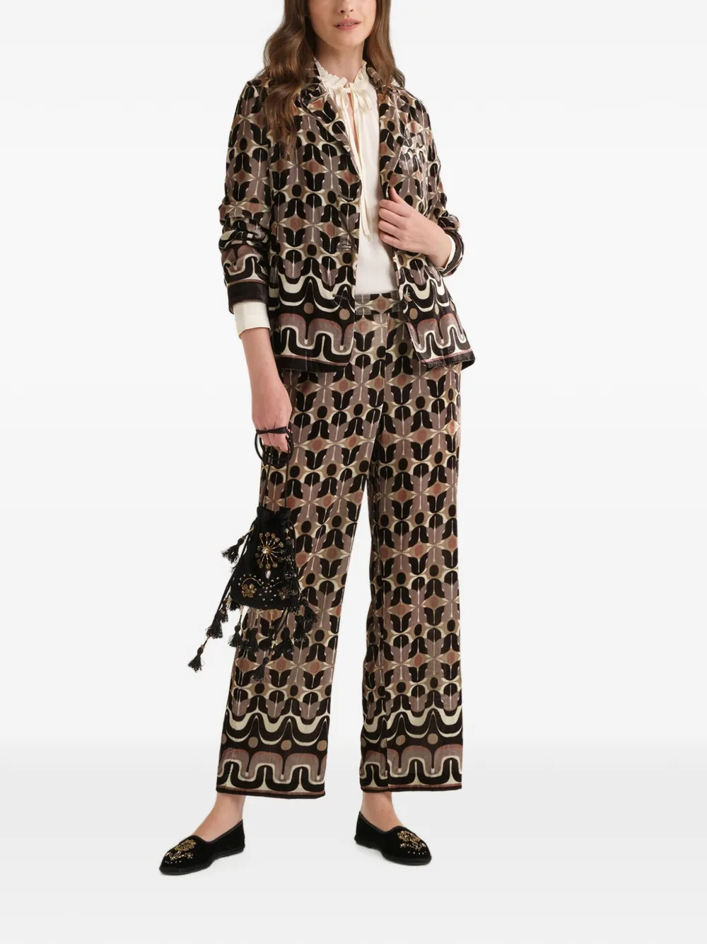 MALIPARMI Blazer met patroon en lange mouwen Beige