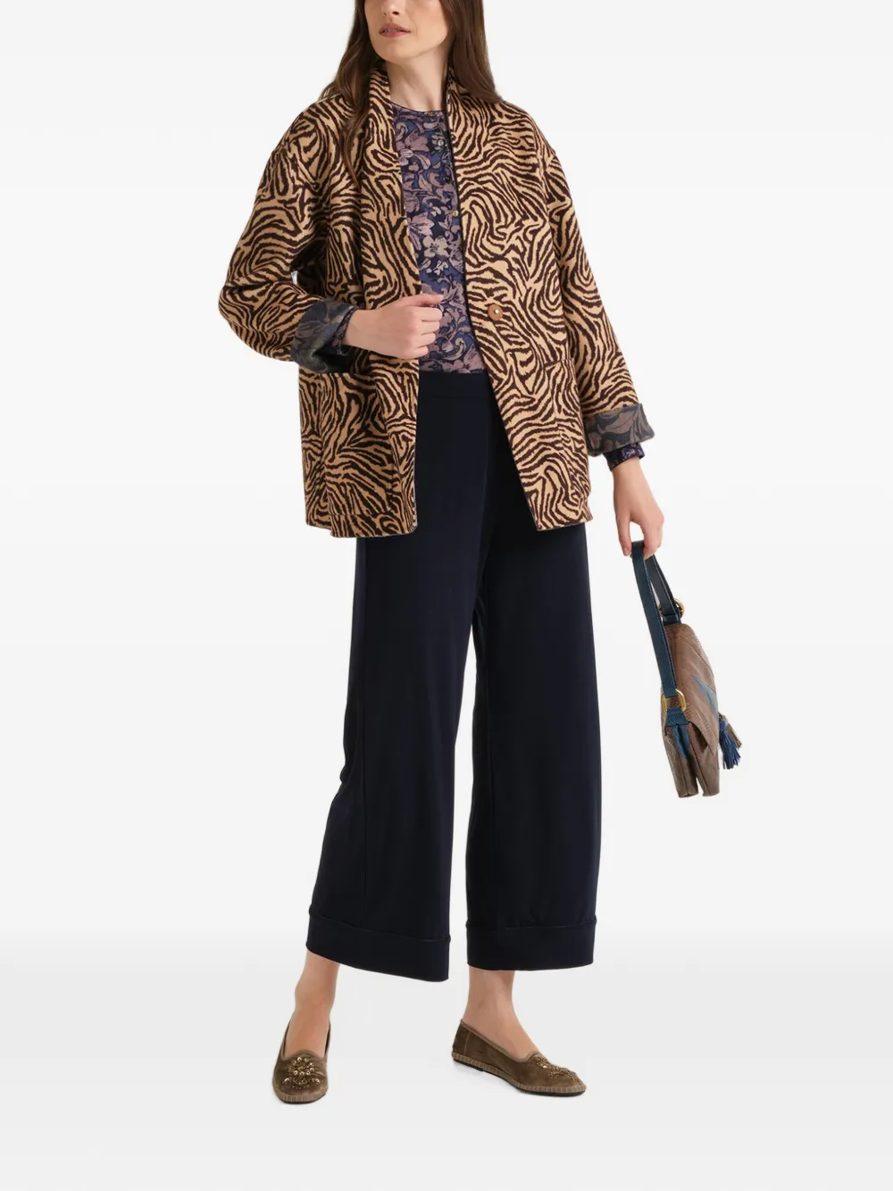 MALIPARMI Cropped broek met biesdetail Blauw