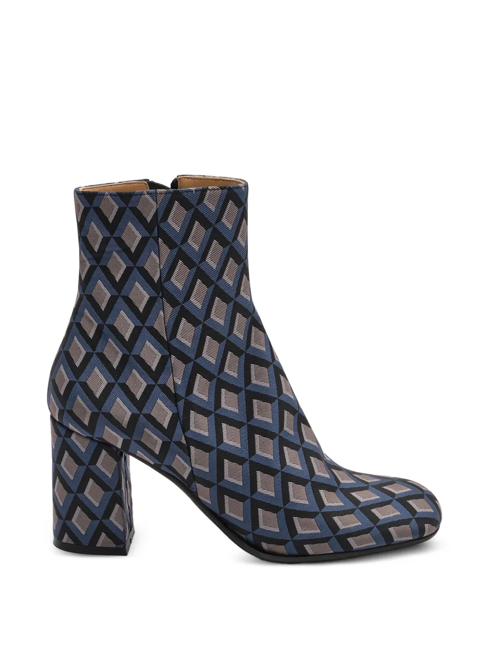 Maliparmi Geometric Jacquard Block-heel Ankle Boots In Blue