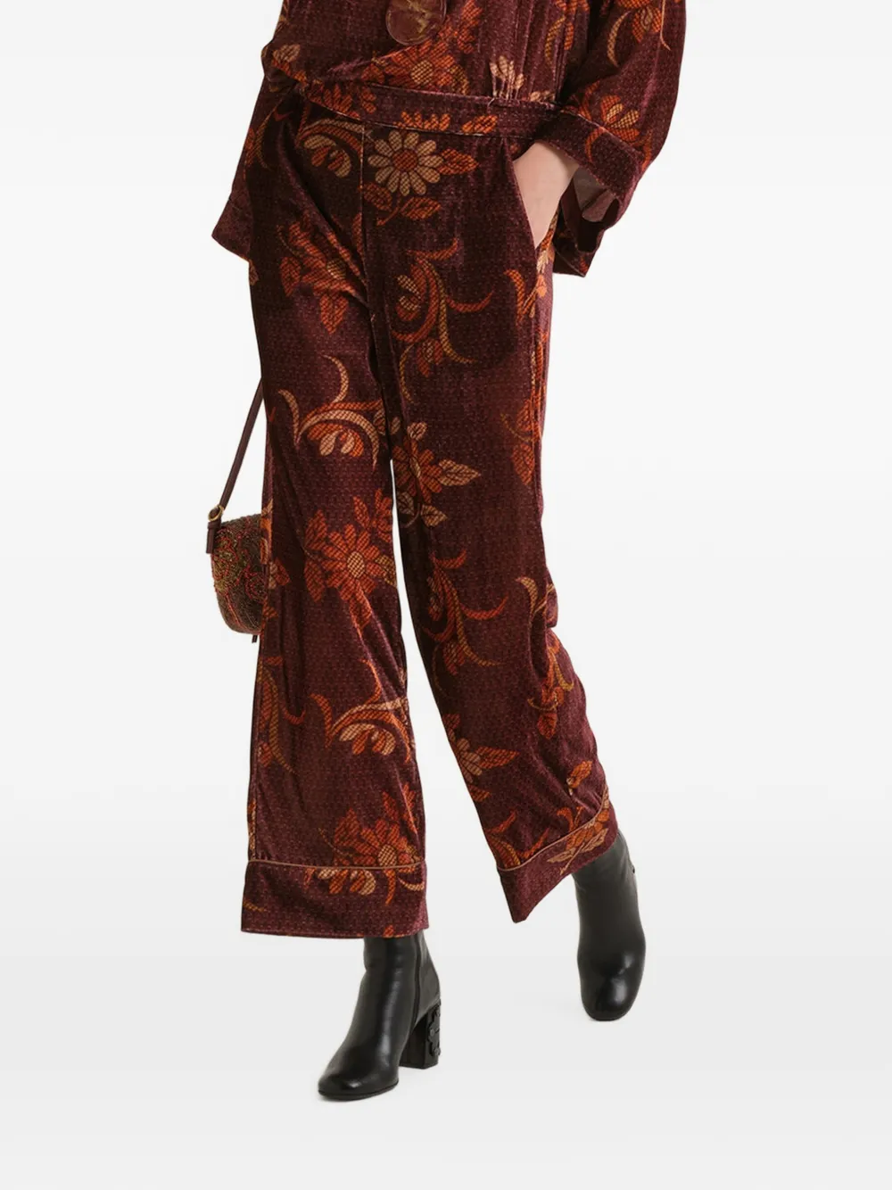 MALIPARMI floral-motif cropped trousers