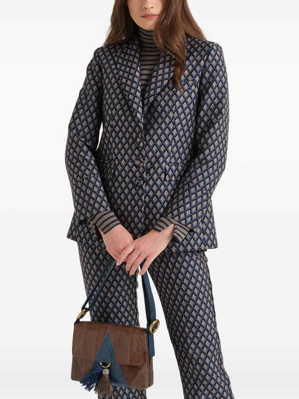 MALIPARMI geometric jacquard blazer