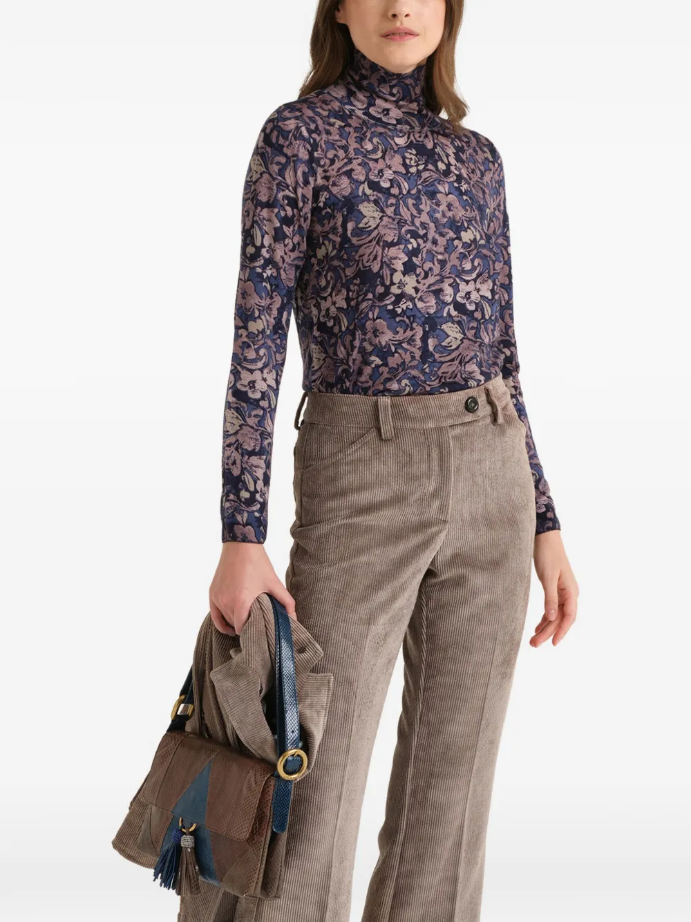 MALIPARMI floral-print wool sweater Blauw