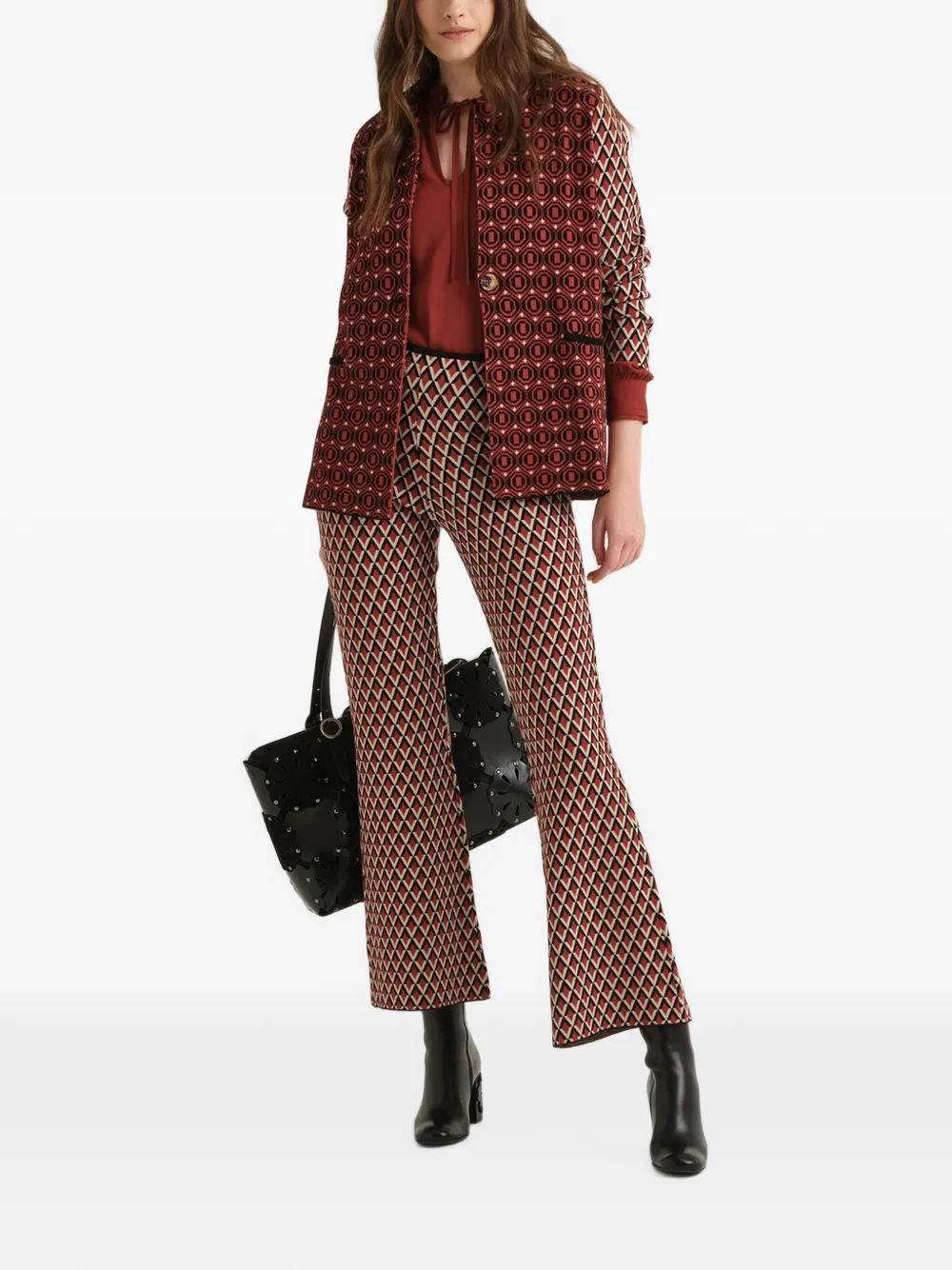 MALIPARMI Jacquard gebreide cropped broek Bruin
