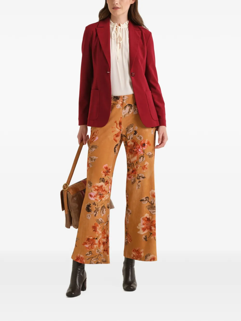 MALIPARMI Frosted Blossom flared broek Oranje