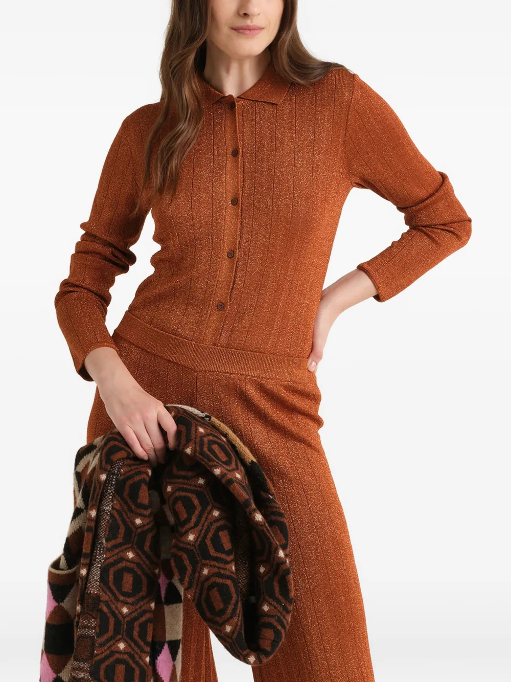 MALIPARMI ribbed lurex-knit cardigan