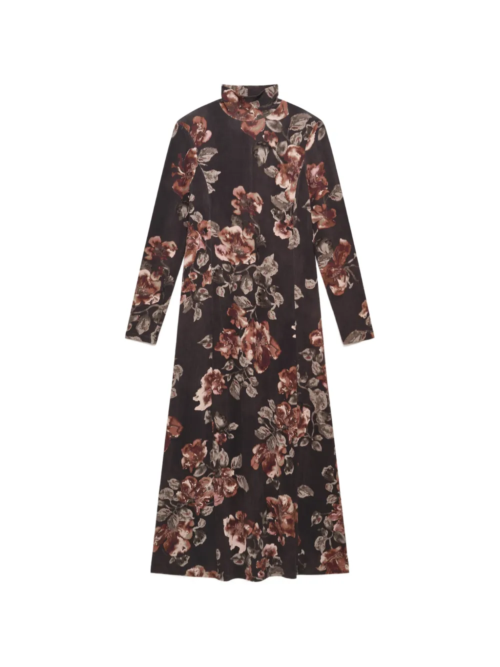 MALIPARMI Frosted Blossom turtleneck shift maxidress
