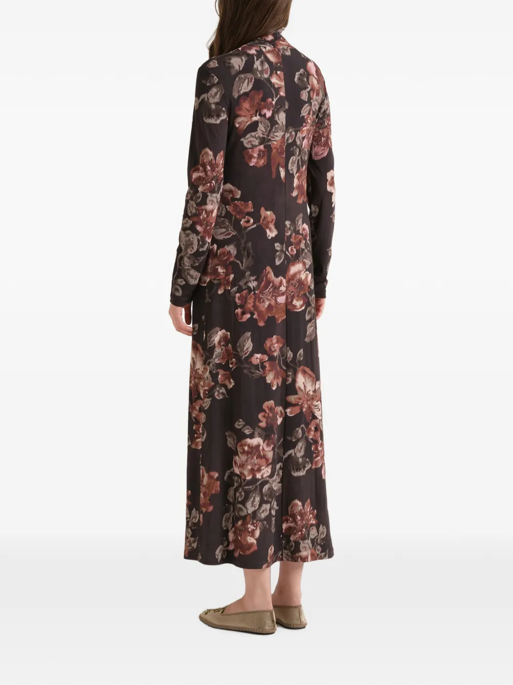 MALIPARMI Frosted Blossom turtleneck shift maxidress Bruin