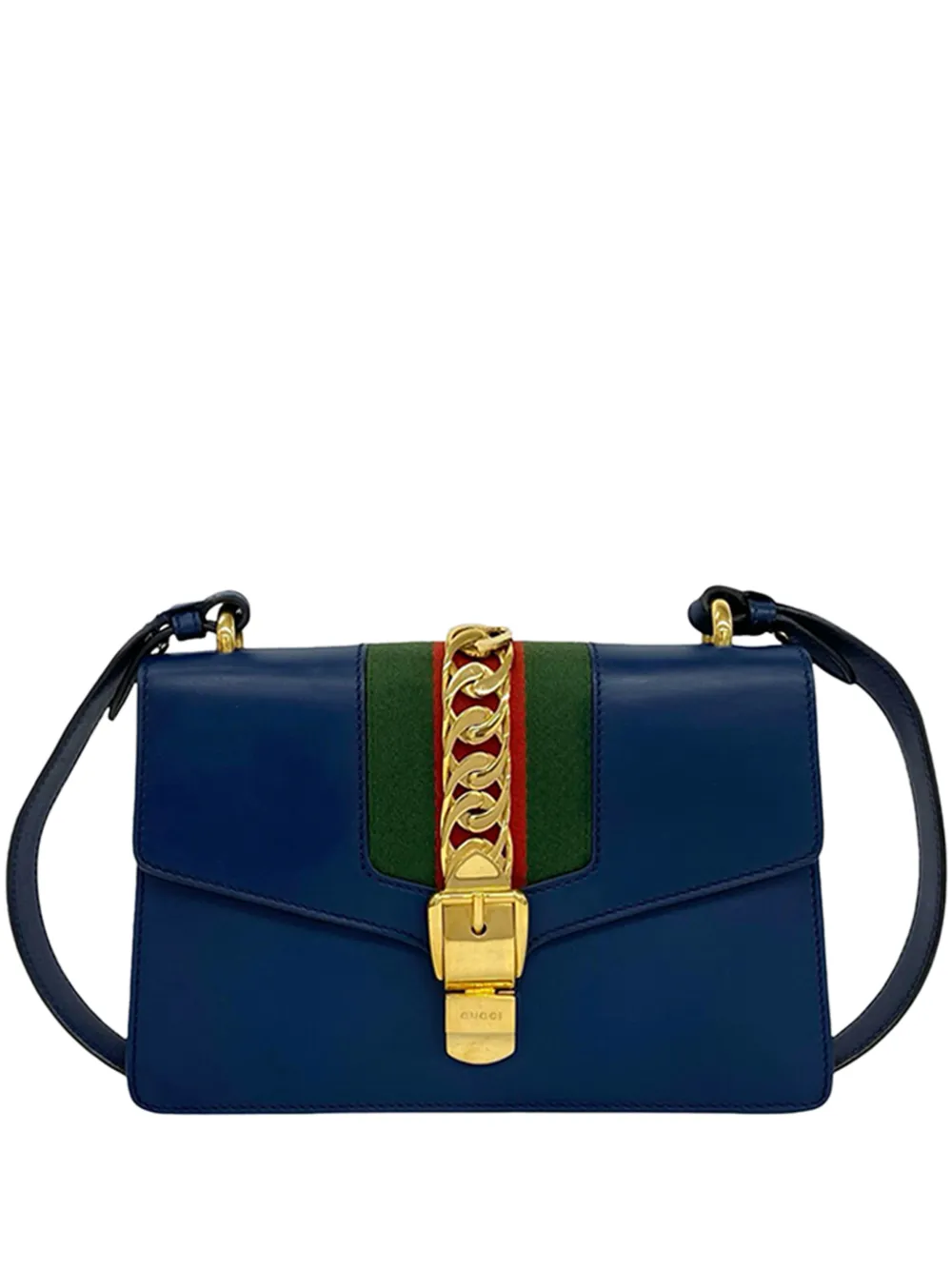 Gucci Pre-Owned 2016-2026 Small Calfskin Web Sylvie satchel - Blu