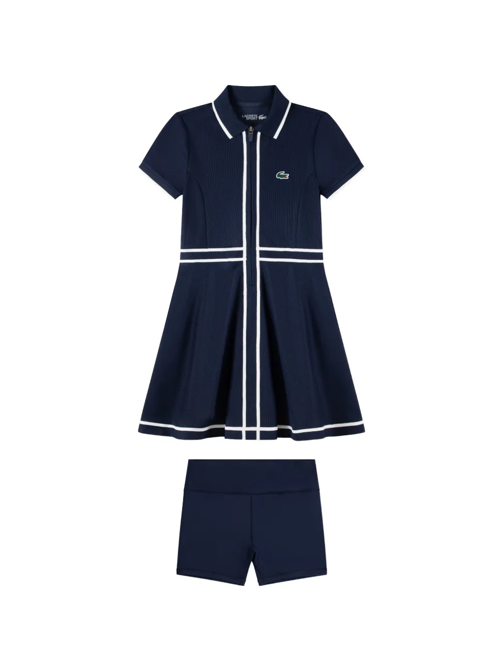 Lacoste Kids logo-patch zip-up dress set Blauw
