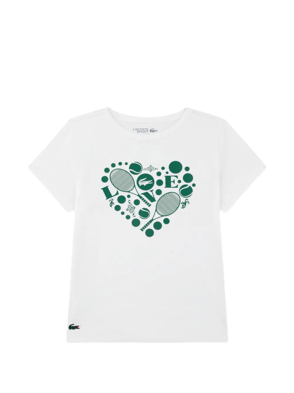 Lacoste Kids heart-print logo-patch T-shirt - Bianco