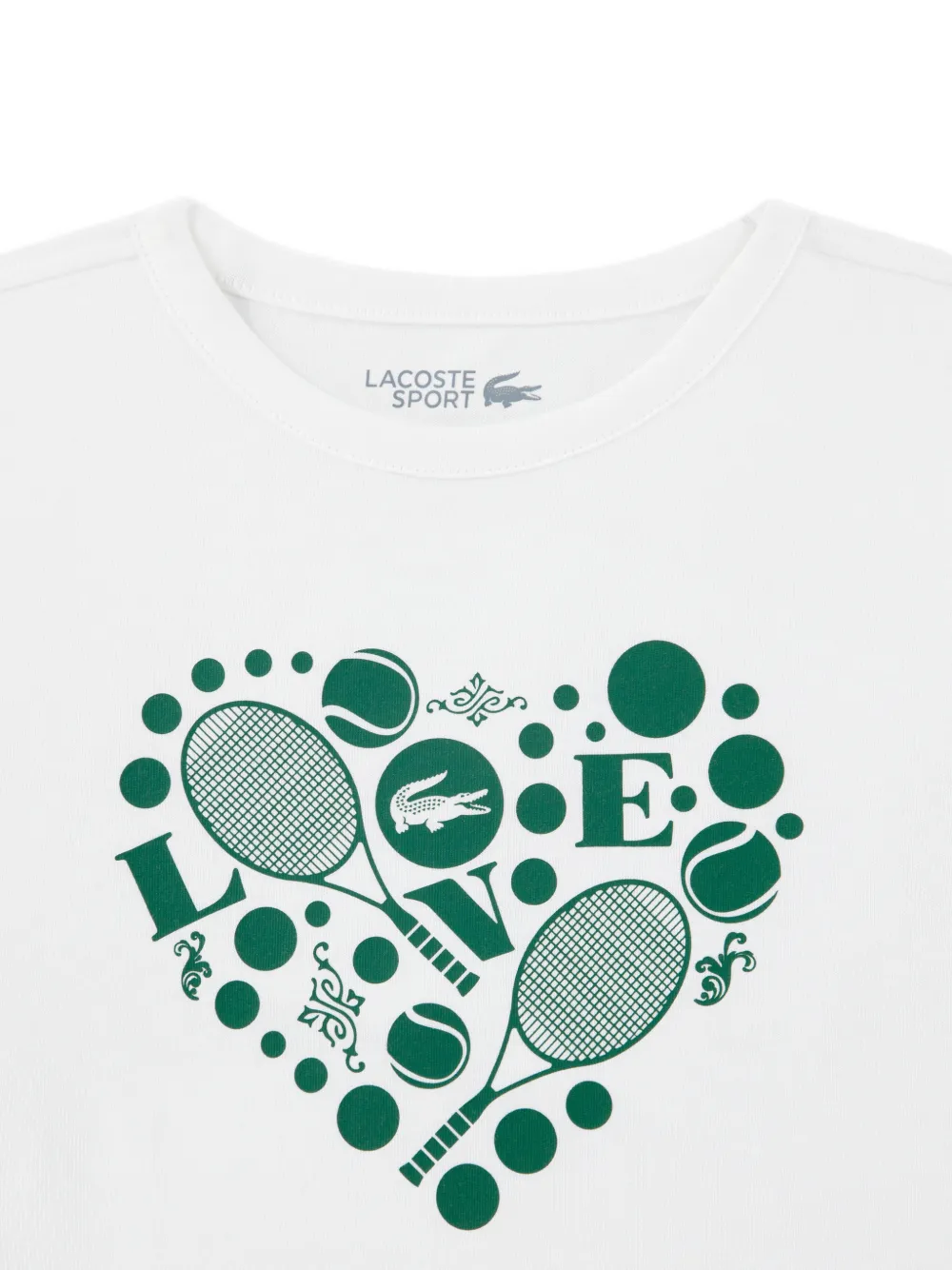 Lacoste Kids T-shirt met logo-patch en hart-print Wit