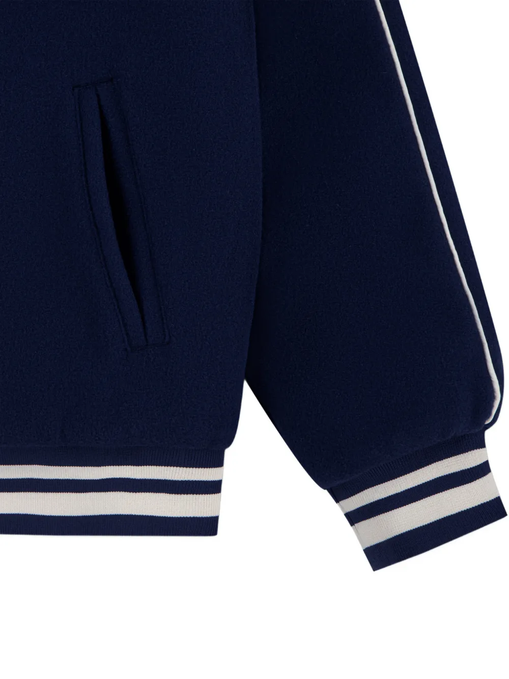 Lacoste Kids logo-patch striped-trim jacket Blauw