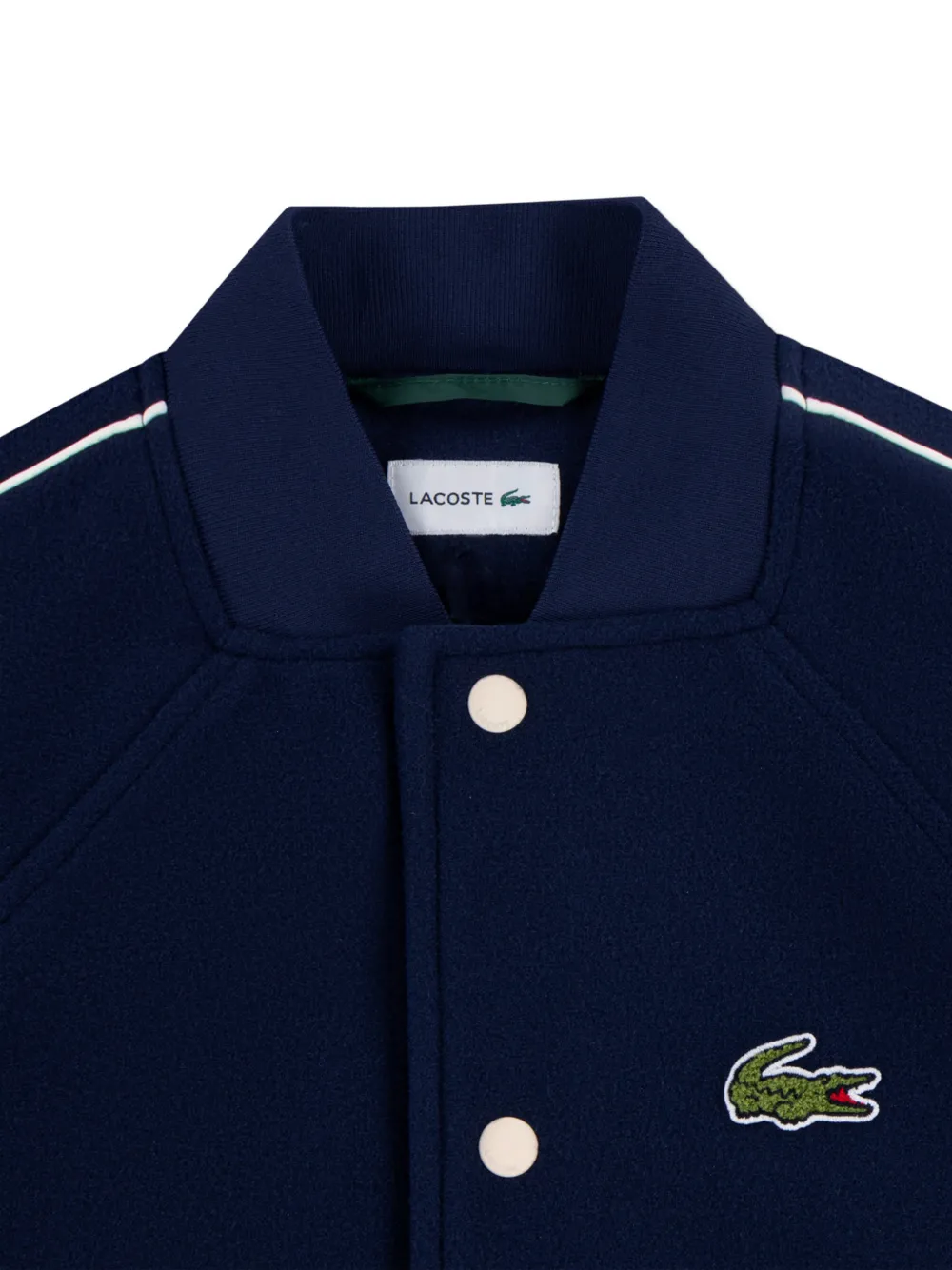 Lacoste Kids logo-patch striped-trim jacket Blauw