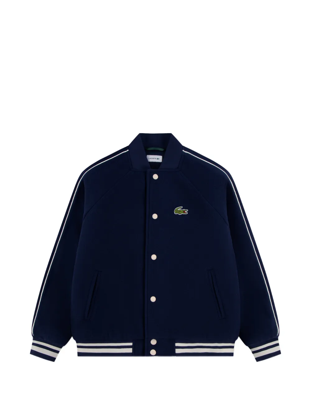 Lacoste Kids logo-patch striped-trim jacket - Blau