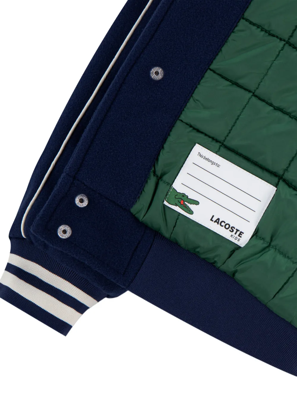 Lacoste Kids logo-patch striped-trim jacket Blauw