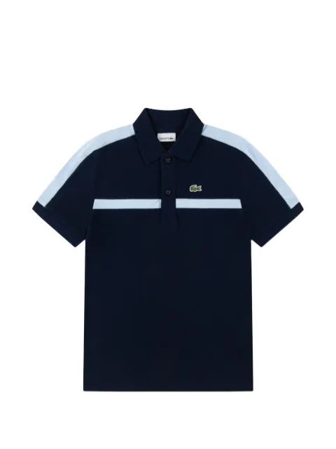 Lacoste Kids logo-patch striped polo shirt