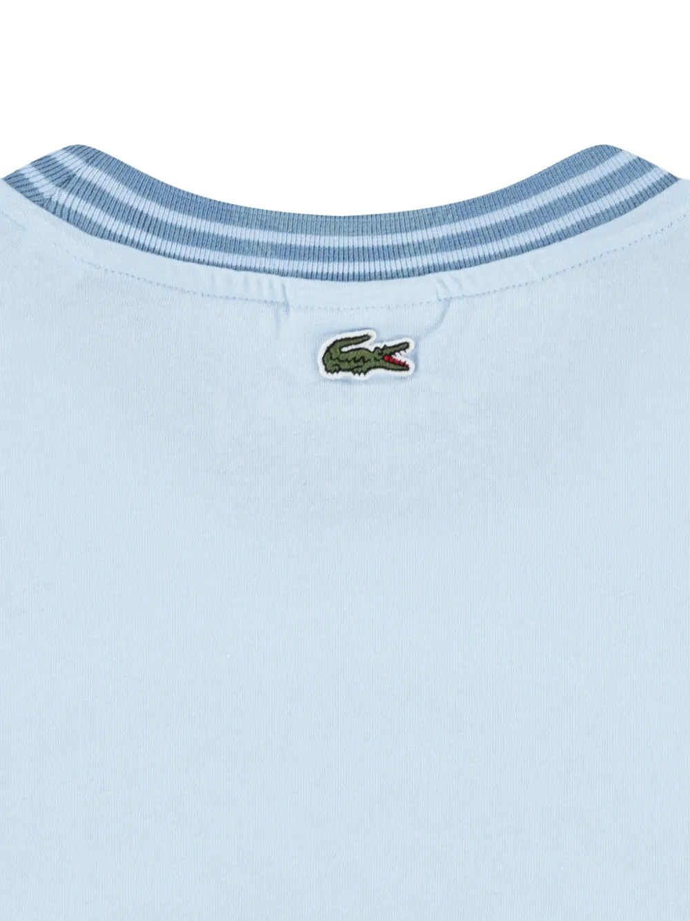 Lacoste Kids T-shirt met geborduurd logo en gestreepte afwerking Blauw