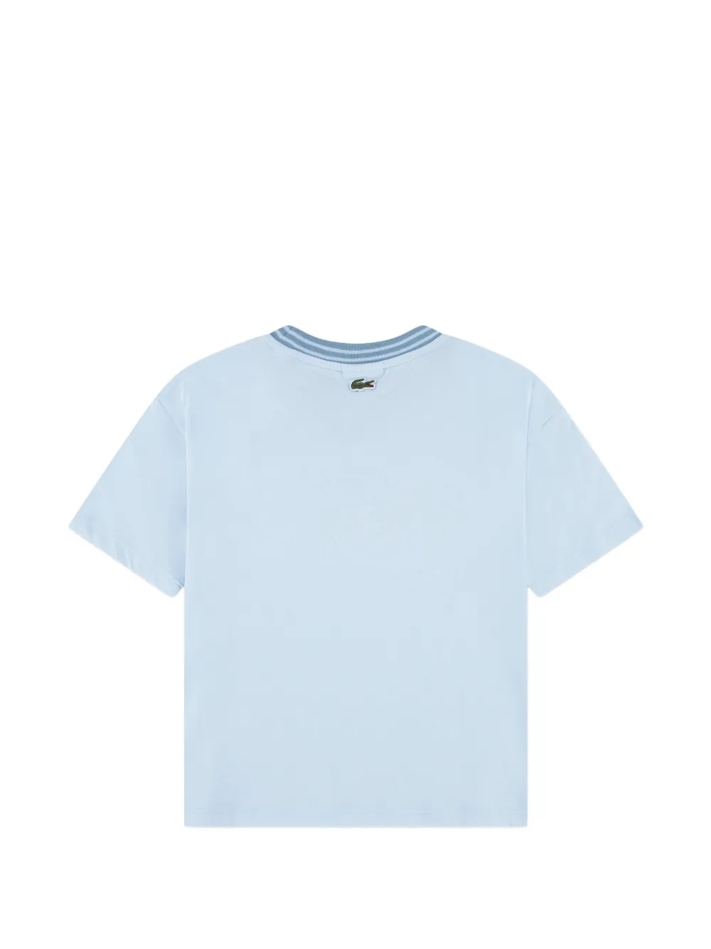 Lacoste Kids T-shirt met geborduurd logo en gestreepte afwerking Blauw