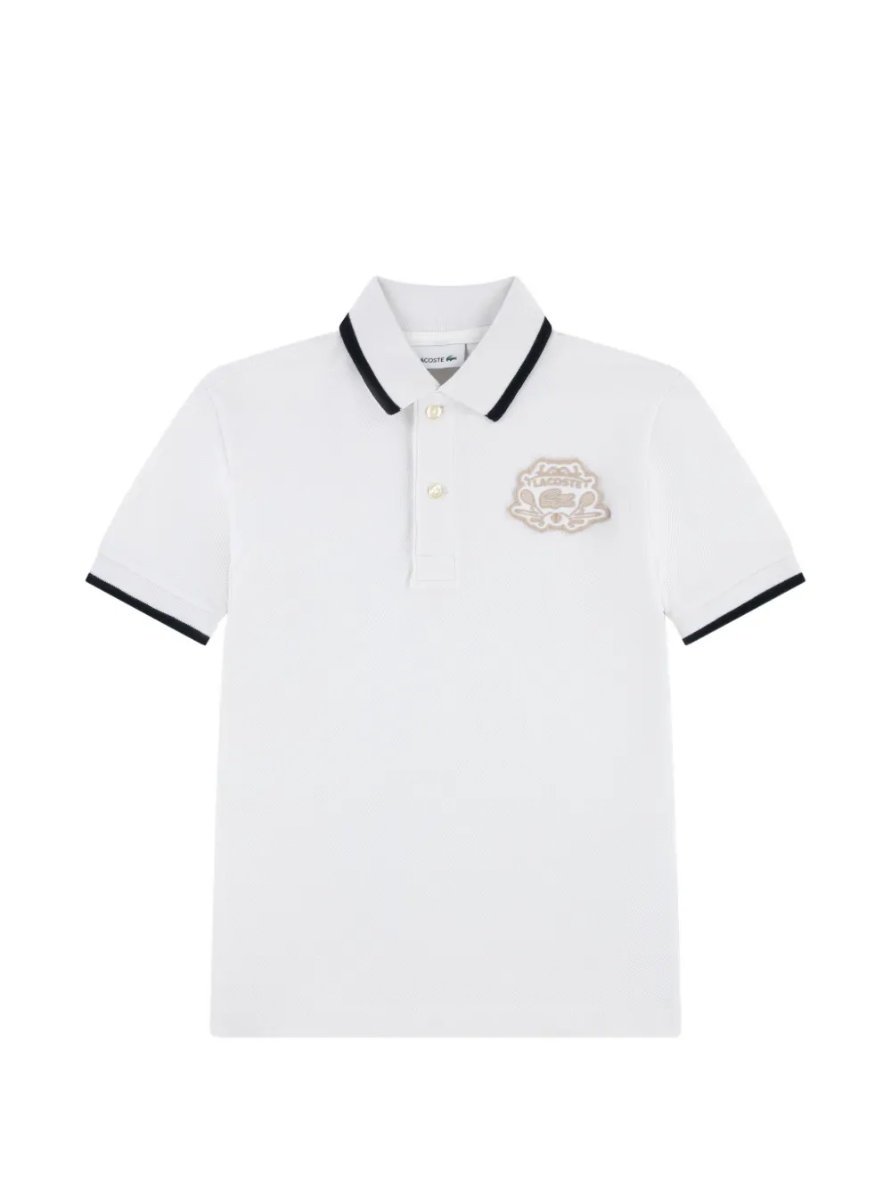 Lacoste Kids logo-patch tipped polo shirt Wit