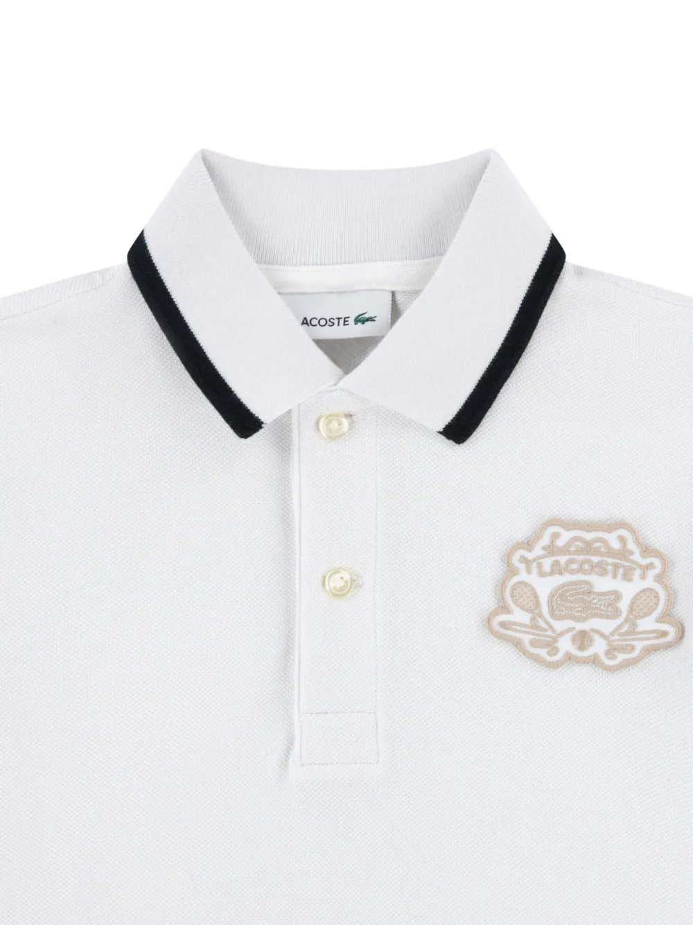 Lacoste Kids logo-patch tipped polo shirt Wit