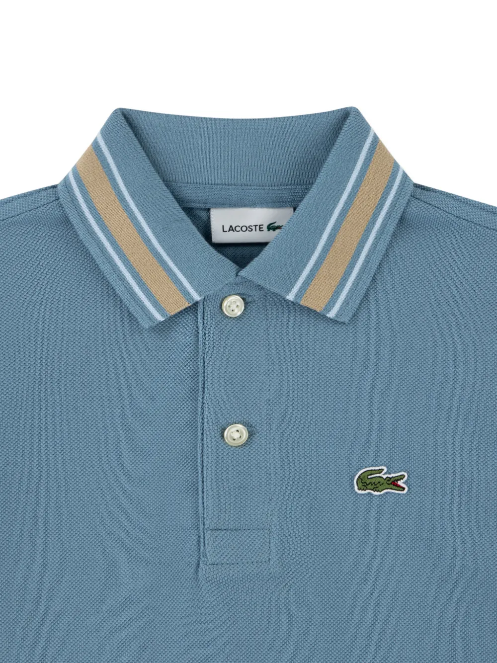 Lacoste Kids Poloshirt met gestreepte kraag en logo-patch Blauw