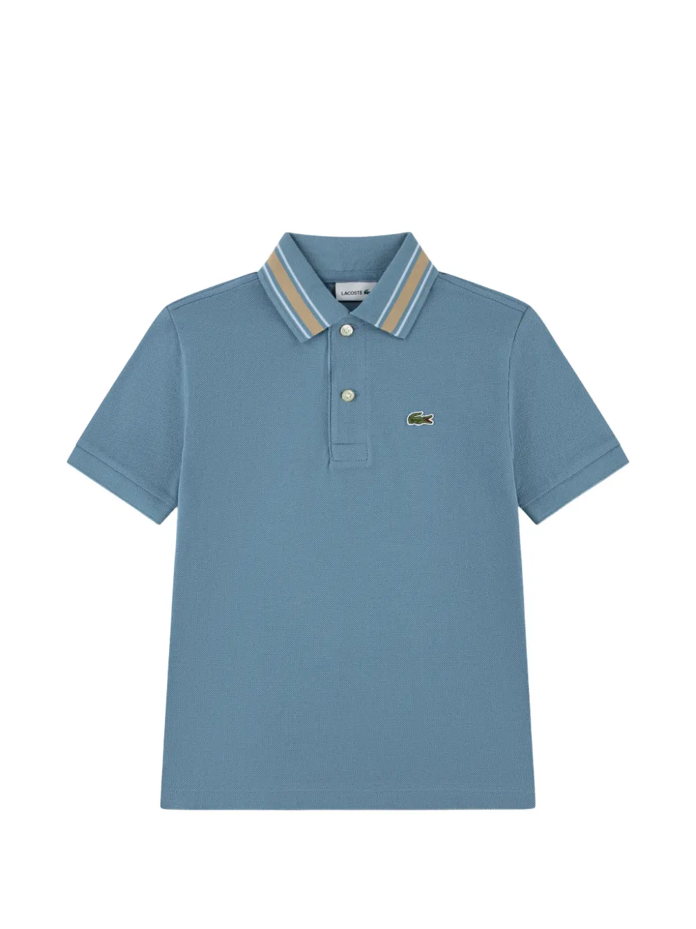 Lacoste Kids logo-patch striped-collar polo shirt - Blu
