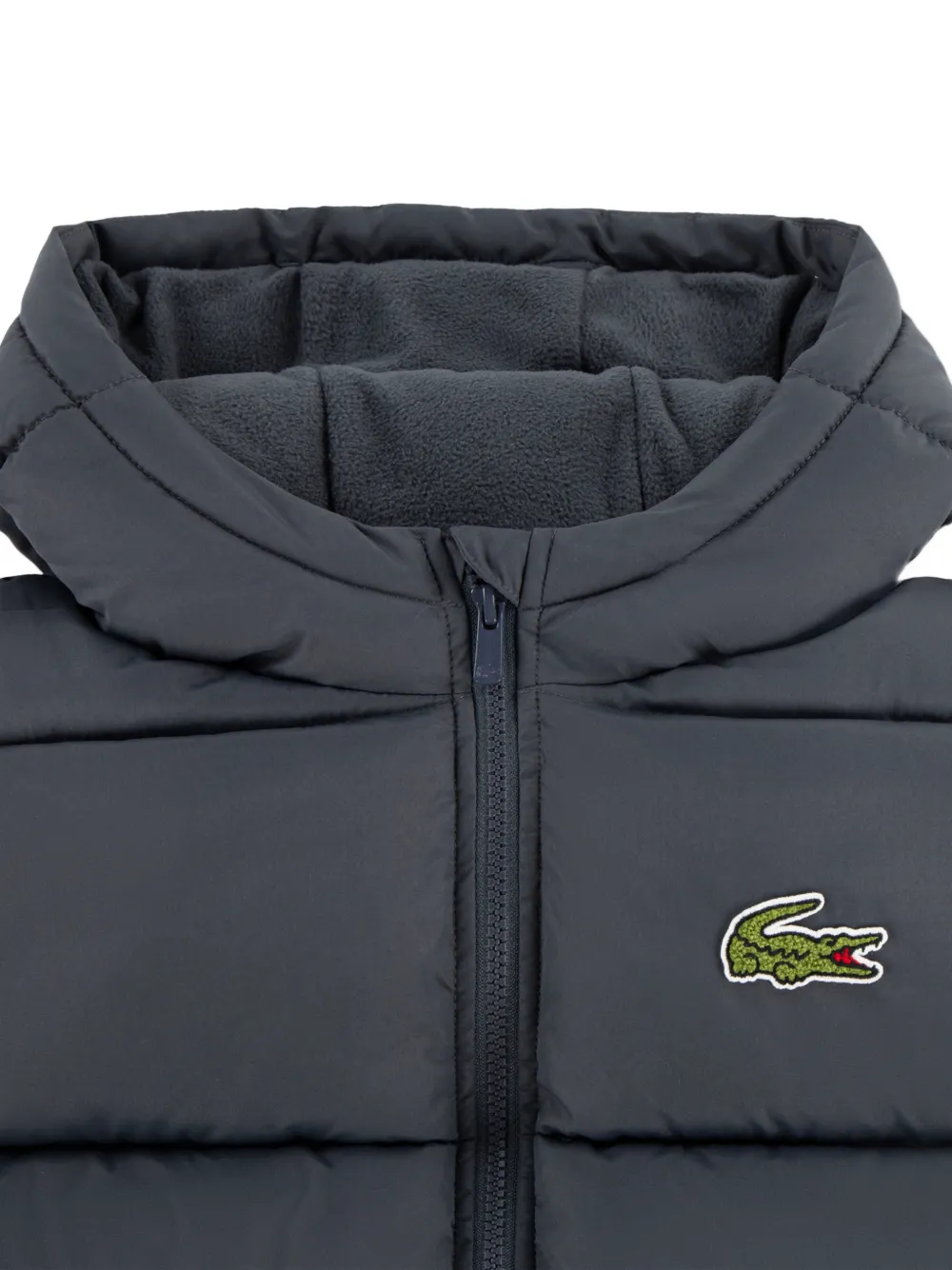 Lacoste Kids logo-embroidered quilted jacket Grijs