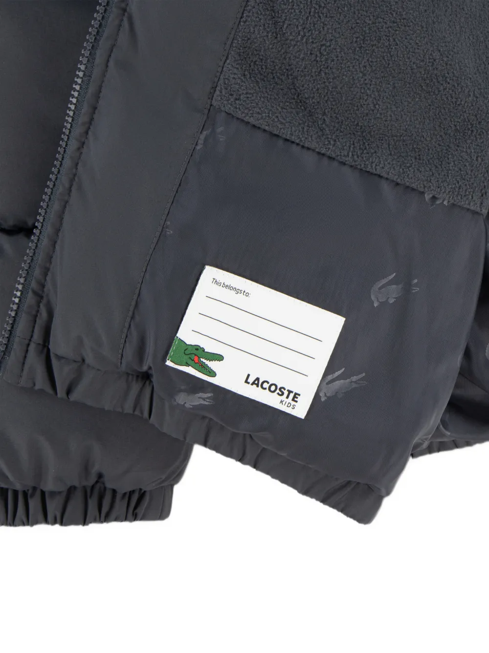 Lacoste Kids logo-embroidered quilted jacket Grijs