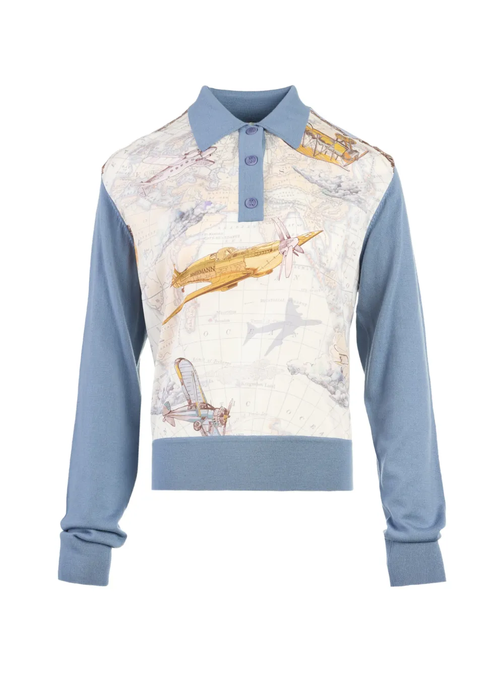ZIMMERMANN Valiant printed silk polo top - Blau