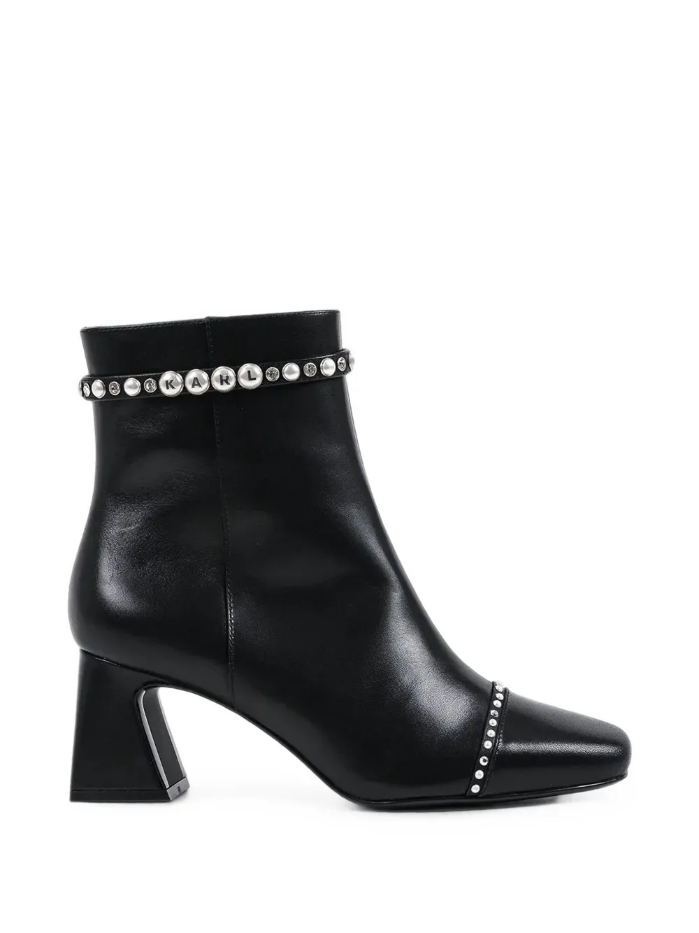 Karl Lagerfeld pearl-embellished leather ankle boots